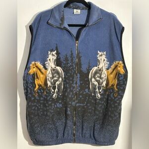 Fleece vest horse print large